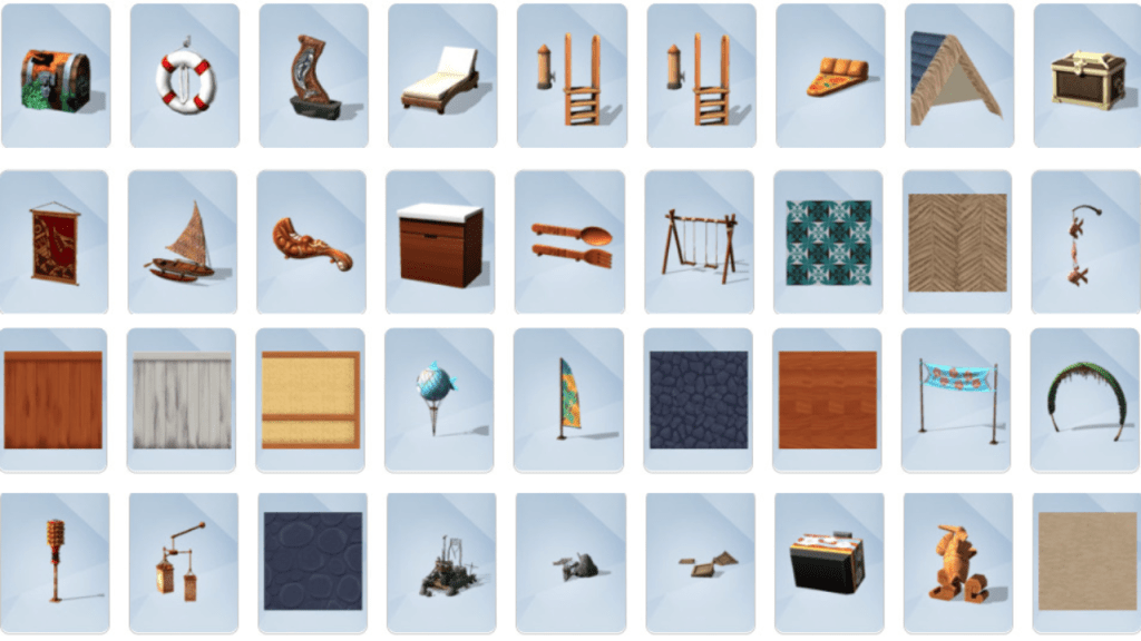 Island Living Build Buy Mode Objects Grid – Decorative and Furniture Items