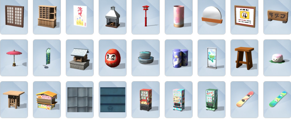 Snowboards, skis, terrain patterns, and gameplay objects related to winter sports in Snowy Escape.