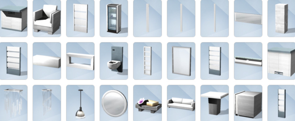 Massage chairs, yoga mats, saunas, fountains, and spa décor from The Sims 4: Spa Day Build/Buy catalogue.