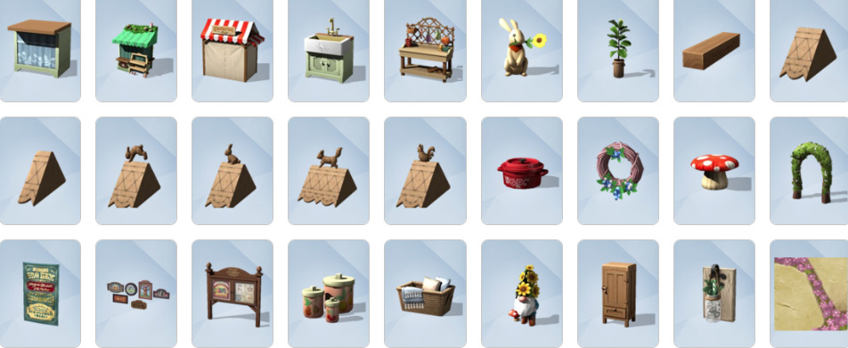 Rustic kitchen and living room with stone walls, wooden cabinets, patchwork sofa, and farmhouse clutter.