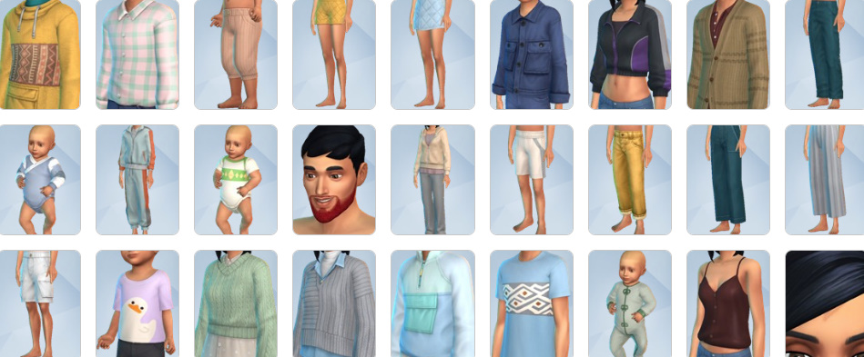 Sims showing off new hairstyles and outfits for all ages.