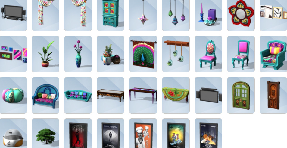 A living room with projector, popcorn machine, and comfy seating.