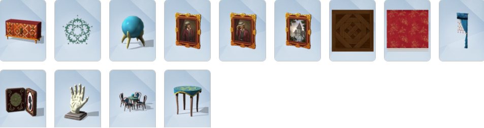 A séance table surrounded by Sims in a haunted living room.