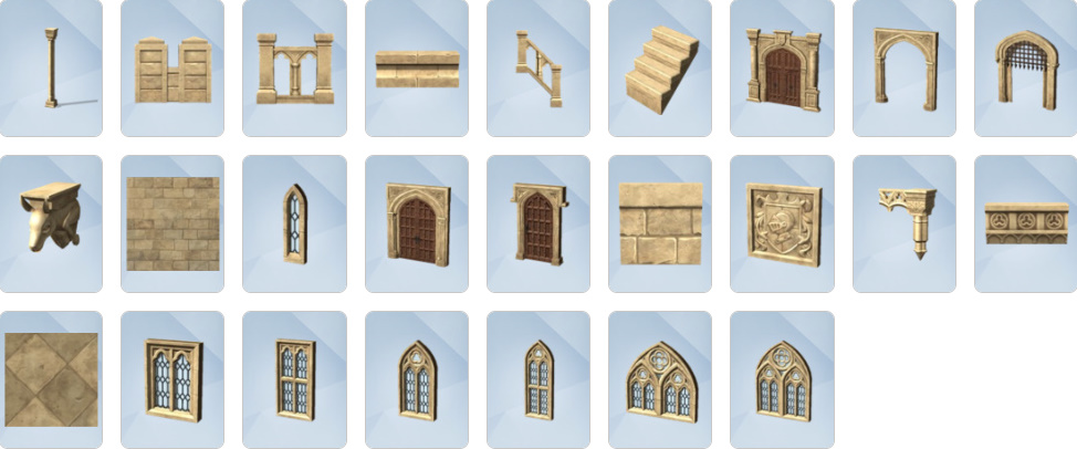 Castle interior with stone walls, gothic chairs, and a grand fireplace from Castle Estate.