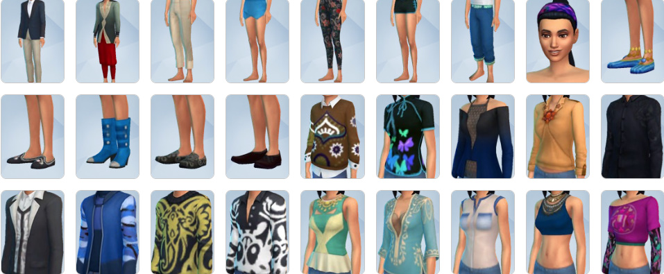 Sim wearing cultural City Living outfits with modern hairstyles in CAS.