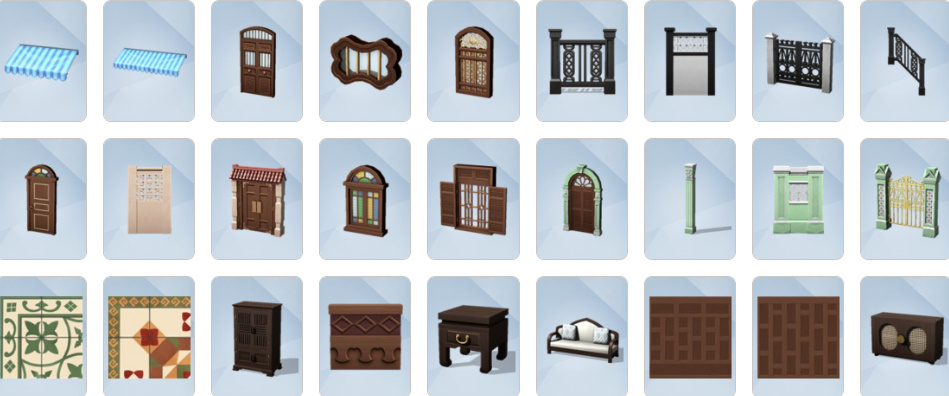 The Sims 4 For Rent build mode with multi-unit apartments, hot tub, and cultural decor.