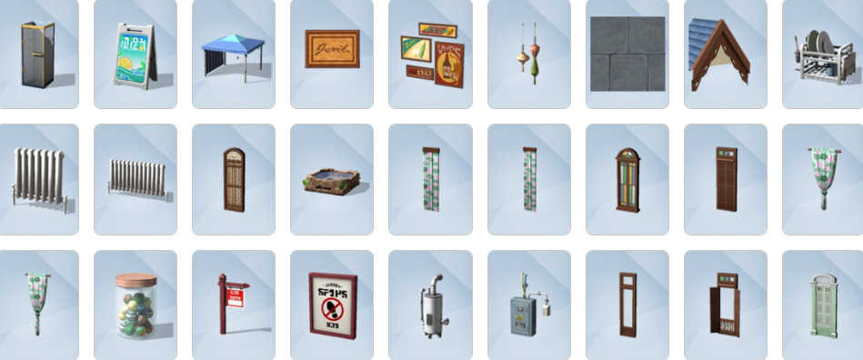 The Sims 4 For Rent build mode with multi-unit apartments, hot tub, and cultural decor.