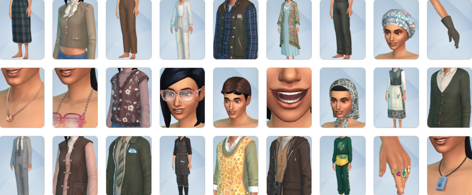 Elder Sims in new outfits from Golden Years Kit.