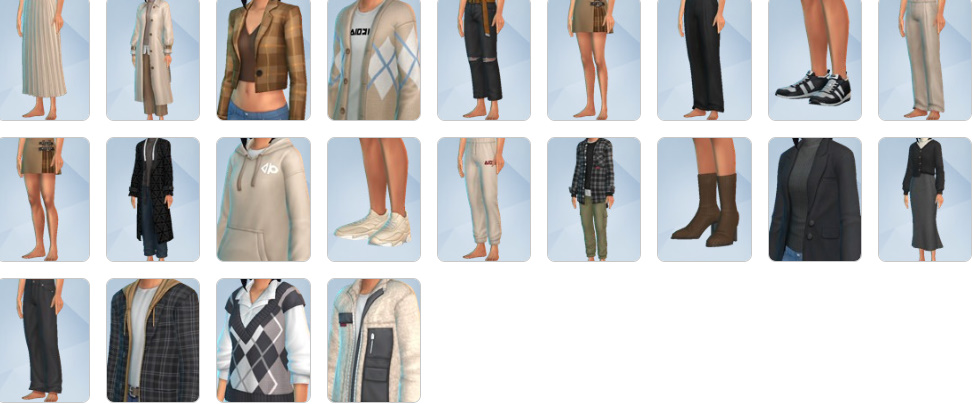 Sims dressed in oversized coats, joggers, and layered streetwear from Incheon Arrivals.